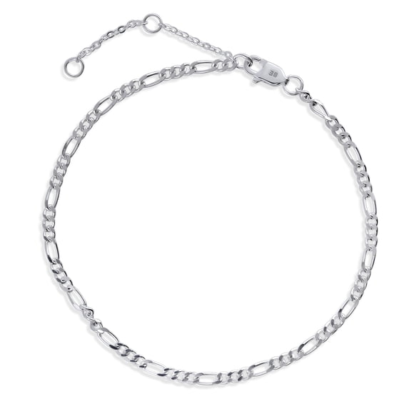 BERRICLE Sterling Silver Fashion Figaro Chain Bracelet for Women 6.5 inch, No Plating
