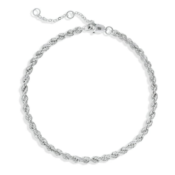 BERRICLE Sterling Silver Fashion Twisted Rope Chain Bracelet for Women 3mm 6.5 inch, No Plating