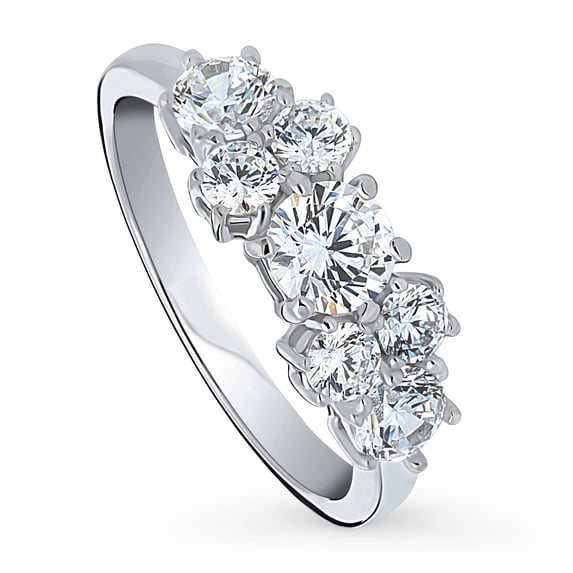BERRICLE Sterling Silver Flower Cubic Zirconia CZ Fashion Ring for Women, Rhodium Plated Size 7