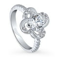 thumbnail image 1 of BERRICLE Sterling Silver Flower Cubic Zirconia CZ Promise Ring for Women, Rhodium Plated Size 10.5, 1 of 9