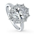 thumbnail image 1 of BERRICLE Sterling Silver Flower Cubic Zirconia CZ Statement Halo Fashion Ring for Women, Rhodium Plated Size 6, 1 of 9