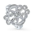 thumbnail image 1 of BERRICLE Sterling Silver Flower Cubic Zirconia CZ Statement Vintage Inspired Art Deco Cocktail Fashion Ring for Women, Rhodium Plated Size 4, 1 of 9