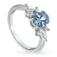 thumbnail image 1 of BERRICLE Sterling Silver Flower Rings Blue Cubic Zirconia CZ Promise Ring for Women, Rhodium Plated Size 8, 1 of 5