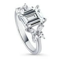 thumbnail image 1 of BERRICLE Sterling Silver Flower Wedding Rings Cubic Zirconia CZ Ring for Women, Rhodium Plated Size 9, 1 of 5