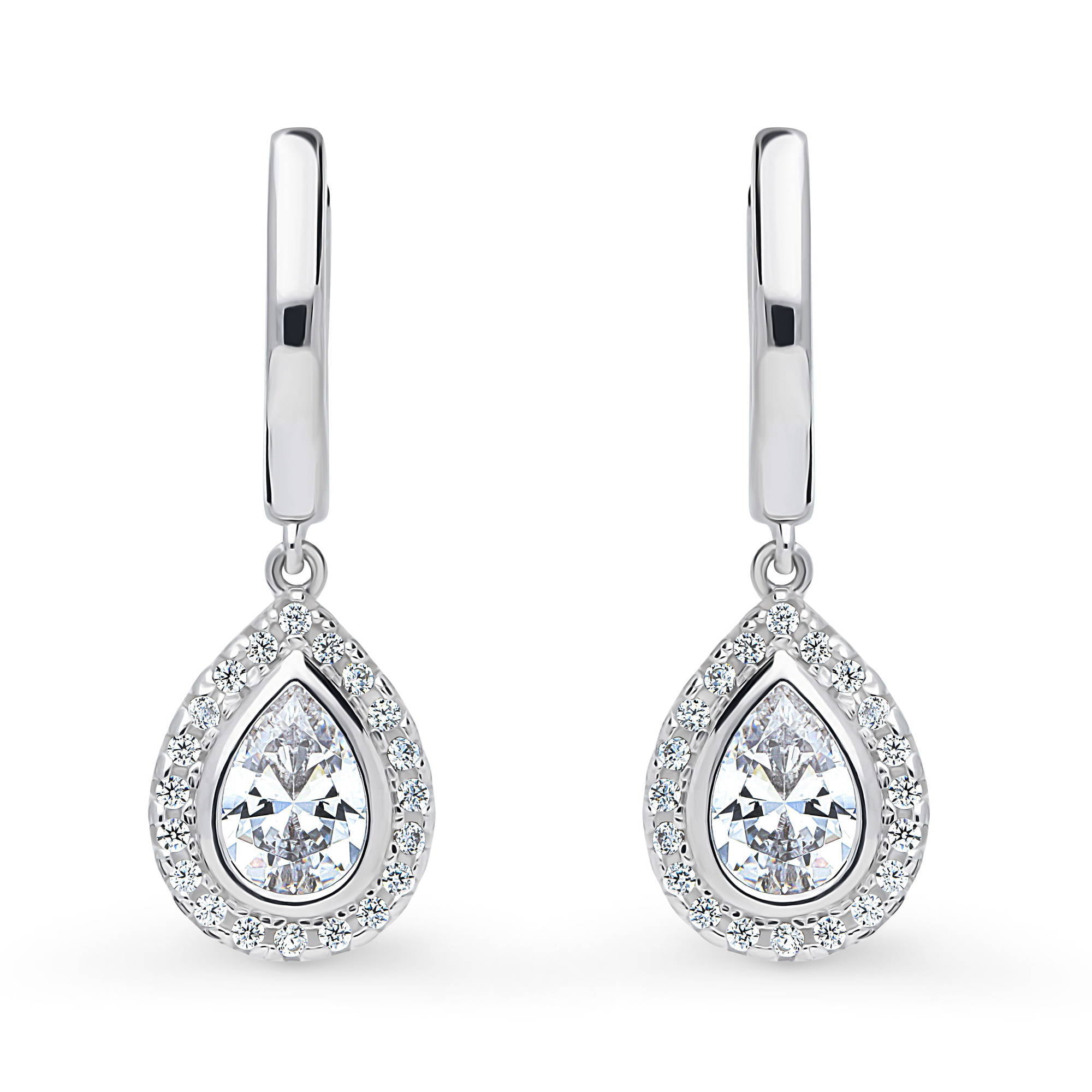 Glass Crystal Pear Drop Earrings - Silver Iridescent – Sophia Collection
