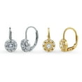 thumbnail image 1 of BERRICLE Sterling Silver Halo Round Cut Cubic Zirconia CZ Anniversary Dangle Drop Earrings for Women, Rhodium Plated and Yellow Gold Flashed, 2 Pairs, 1 of 9