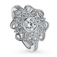 thumbnail image 1 of BERRICLE Sterling Silver Halo Round Cut Cubic Zirconia CZ Flower Cocktail Fashion Ring for Women, Rhodium Plated Size 8.5, 1 of 9