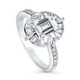 thumbnail image 1 of BERRICLE Sterling Silver Halo Step Emerald Cut Cubic Zirconia CZ Statement Vintage Inspired Art Deco Fashion Ring for Women, Rhodium Plated Size 9, 1 of 6