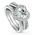 thumbnail image 1 of BERRICLE Sterling Silver Halo Heart Engagement Rings Statement Stackable Band for Women, Heart Shaped Cubic Zirconia CZ Ring Set Size 9.5, 1 of 15