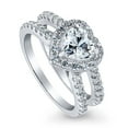 thumbnail image 1 of BERRICLE Sterling Silver Halo Wedding Engagement Rings Cubic Zirconia CZ Heart Ring for Women, Rhodium Plated Size 8.5, 1 of 7