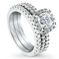 thumbnail image 1 of BERRICLE Sterling Silver Halo Wedding Engagement Rings Cushion Cut Cubic Zirconia CZ Ring Set for Women, Rhodium Plated Size 8.5, 1 of 13