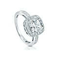 thumbnail image 1 of BERRICLE Sterling Silver Halo Wedding Engagement Rings Cushion Cut Cubic Zirconia CZ Ring for Women, Rhodium Plated Size 9.5, 1 of 10