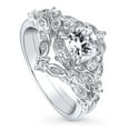 thumbnail image 1 of BERRICLE Sterling Silver Halo Wedding Engagement Rings Cushion Cut Cubic Zirconia CZ Wishbone Ring Set for Women, Rhodium Plated Size 6.5, 1 of 19