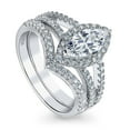 thumbnail image 1 of BERRICLE Sterling Silver Halo Wedding Engagement Rings Marquise Cut Cubic Zirconia CZ Wishbone Split Shank Ring Set for Women, Rhodium Plated Size 7.5, 1 of 10