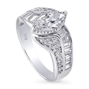 BERRICLE Sterling Silver Halo Wedding Engagement Rings Round Cubic Zirconia CZ Flower Promise
