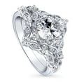 thumbnail image 1 of BERRICLE Sterling Silver Halo Wedding Engagement Rings Oval Cut Cubic Zirconia CZ Wishbone Ring Set for Women, Rhodium Plated Size 9, 1 of 19
