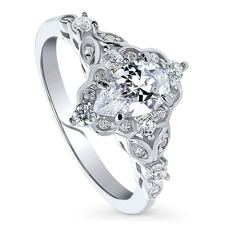 Rectangle Cushion Shape Halo Ring Cubic Zirconia Band Rhodium on Sterling Silver Rectangle Cushion Shape Halo Ring Cubic Zirconia Band Rhodium on Sterling Silver