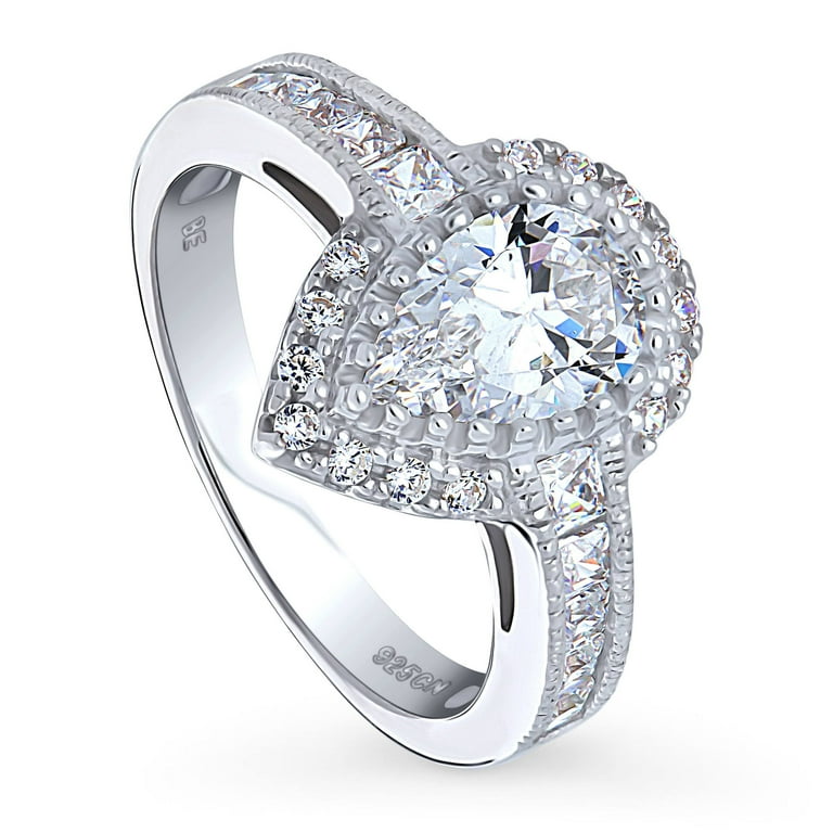 Rectangle Cushion Shape Halo Ring Cubic Zirconia Band Rhodium on Sterling Silver Rectangle Cushion Shape Halo Ring Cubic Zirconia Band Rhodium on Sterling Silver