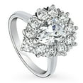 thumbnail image 1 of BERRICLE Sterling Silver Halo Wedding Engagement Rings Pear Cut Cubic Zirconia CZ Statement Cocktail Ring for Women, Rhodium Plated Size 4.5, 1 of 13