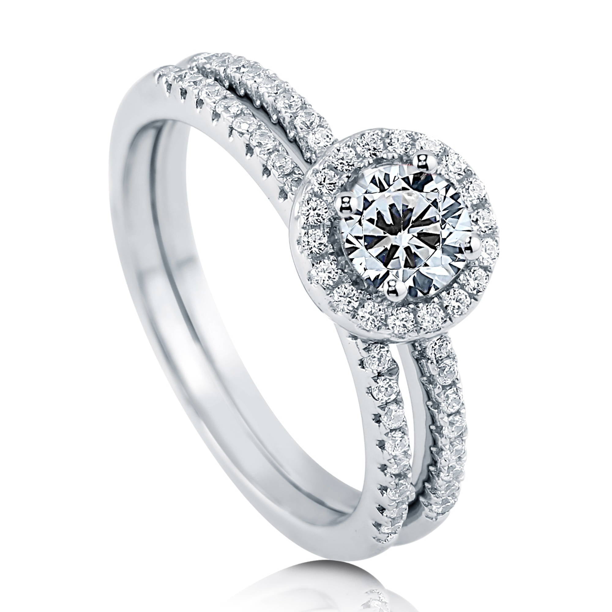 BERRICLE Sterling Silver Halo Wedding Engagement Rings Round Cut Cubic Zirconia CZ Promise Ring
