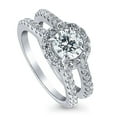 thumbnail image 1 of BERRICLE Sterling Silver Halo Wedding Engagement Rings Round Cubic Zirconia CZ Ring for Women, Rhodium Plated Size 10, 1 of 7