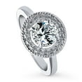 thumbnail image 1 of BERRICLE Sterling Silver Halo Wedding Engagement Rings Round Cut Cubic Zirconia CZ Cable Ring for Women, Rhodium Plated Size 9, 1 of 9