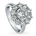 thumbnail image 1 of BERRICLE Sterling Silver Halo Wedding Engagement Rings Round Cut Cubic Zirconia CZ Flower Cocktail Ring for Women, Rhodium Plated Size 5, 1 of 10