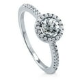 thumbnail image 1 of BERRICLE Sterling Silver Halo Wedding Engagement Rings Round Cut Cubic Zirconia CZ Promise Ring for Women, Rhodium Plated Size 4.5, 1 of 6