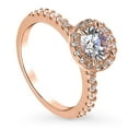 thumbnail image 1 of BERRICLE Sterling Silver Halo Wedding Engagement Rings Round Cut Cubic Zirconia CZ Promise Ring for Women, Rose Gold Plated Size 10, 1 of 8