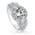 thumbnail image 1 of BERRICLE Sterling Silver Halo Wedding Engagement Rings Round Cut Cubic Zirconia CZ Statement Woven Ring for Women, Rhodium Plated Size 4, 1 of 9