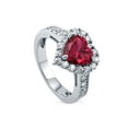 thumbnail image 1 of BERRICLE Sterling Silver Halo Wedding Engagement Rings Simulated Ruby Heart Cubic Zirconia CZ Cocktail Ring for Women, Rhodium Plated Size 3.5, 1 of 8
