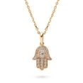 thumbnail image 1 of BERRICLE Sterling Silver Hamsa Hand Cubic Zirconia CZ Fashion Pendant Necklace for Women 16 inch, Rose Gold Flashed, 1 of 5