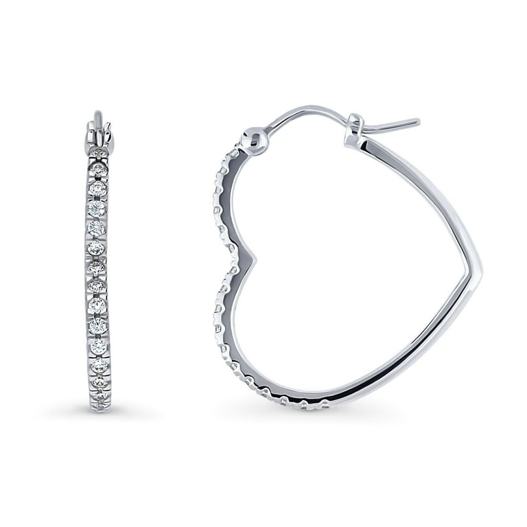 Hoop Earrings Cubic Zirconia Rhodium on Sterling Silver 40mm Hoop Earrings Cubic Zirconia Rhodium on Sterling Silver 40mm