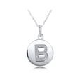 thumbnail image 1 of BERRICLE Sterling Silver Initial Letter 'B' Cubic Zirconia CZ Fashion Pendant Necklace for Women, Rhodium Plated 18 inch, 1 of 6