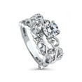 thumbnail image 1 of BERRICLE Sterling Silver Leaf Wedding Engagement Rings 0.8 Carat Cubic Zirconia CZ Solitaire Ring Set for Women, Rhodium Plated Size 6.5, 1 of 9