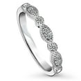 thumbnail image 1 of BERRICLE Sterling Silver Milgrain Wedding Rings Crown Set Round Cut Cubic Zirconia CZ Vintage Inspired Art Deco Half Eternity Ring for Women, Rhodium Plated Size 7, 1 of 11