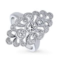 thumbnail image 1 of BERRICLE Sterling Silver Navette Cubic Zirconia CZ Statement Vintage Inspired Art Deco Fashion Ring for Women, Rhodium Plated Size 4.5, 1 of 10