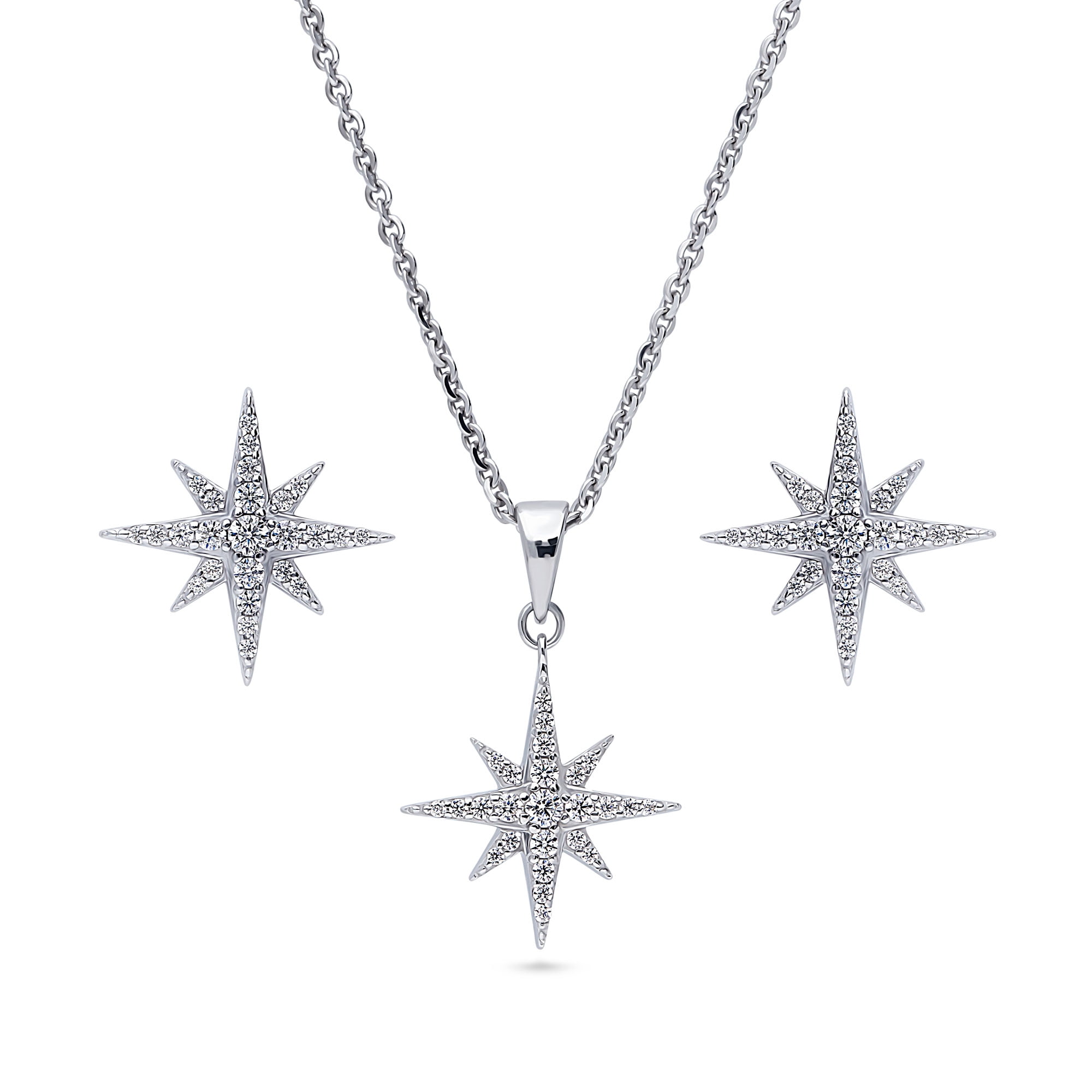 BERRICLE Sterling Silver North Star Cubic Zirconia CZ Fashion