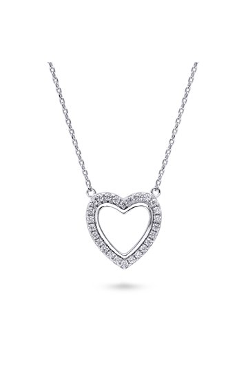 Open Heart Necklace With Cubic Zirconia – Dainty Heart Pendant Chain For Women, Perfect Mother’s Day Or Valentine’s Gift
