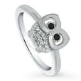 thumbnail image 1 of BERRICLE Sterling Silver Owl Cubic Zirconia CZ Fashion Ring for Women, Rhodium Plated Size 7, 1 of 9
