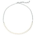 thumbnail image 1 of BERRICLE Sterling Silver Paperclip Oval Freshwater Cultured Pearl Fashion Link Chain Necklace for Women 16 inch, Rhodium Plated, 1 of 10