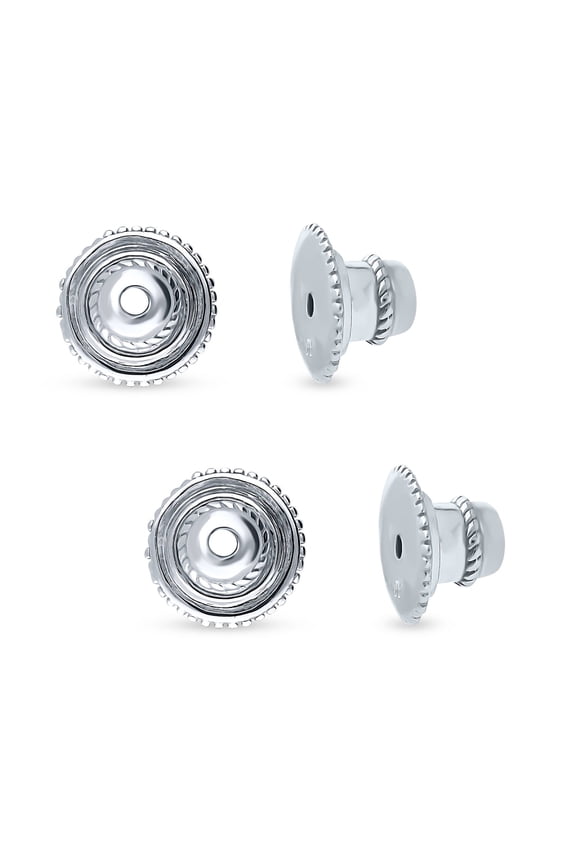 Sterling Silver Silicone Earring Backs Rhodium Plated, 2 Pairs