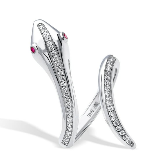 BERRICLE Sterling Silver Snake Cubic Zirconia CZ Fashion Ring for Women, Rhodium Plated Size 5
