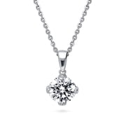 BERRICLE Sterling Silver Solitaire 2 Carat Round Cut Cubic Zirconia CZ Anniversary Pendant Necklace for Women, Rhodium Plated 18 inch