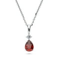 thumbnail image 1 of BERRICLE Sterling Silver Solitaire Pear Cut Cubic Zirconia CZ 2-Stone Medium Fashion Anniversary Pendant Necklace for Women, Rhodium Plated 1 Carat 18 inch, Garnet, 1 of 9