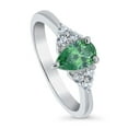 thumbnail image 1 of BERRICLE Sterling Silver Solitaire Rings Green Pear Cut Cubic Zirconia CZ Promise Ring for Women, Rhodium Plated 0.8 Carat Size 4, 1 of 8