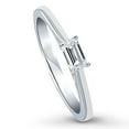 thumbnail image 1 of BERRICLE Sterling Silver Solitaire Wedding Engagement Rings 0.3 Carat Emerald Cut Cubic Zirconia CZ East-West Promise Ring for Women, Rhodium Plated Size 7, 1 of 7