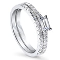 thumbnail image 1 of BERRICLE Sterling Silver Solitaire Wedding Engagement Rings 0.3 Carat Emerald Cut Cubic Zirconia CZ East-West Ring Set for Women, Rhodium Plated Size 8, 1 of 14