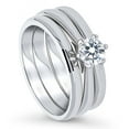 thumbnail image 1 of BERRICLE Sterling Silver Solitaire Wedding Engagement Rings Statement Stackable Band for Women, 0.45 Carat Round Cut Cubic Zirconia CZ Ring Set Size 6, 1 of 16