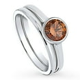 thumbnail image 1 of BERRICLE Sterling Silver Solitaire Wedding Engagement Rings 0.8 Carat Caramel Bezel Set Round Cut Cubic Zirconia CZ Ring Set for Women, Rhodium Plated Size 5.5, 1 of 10